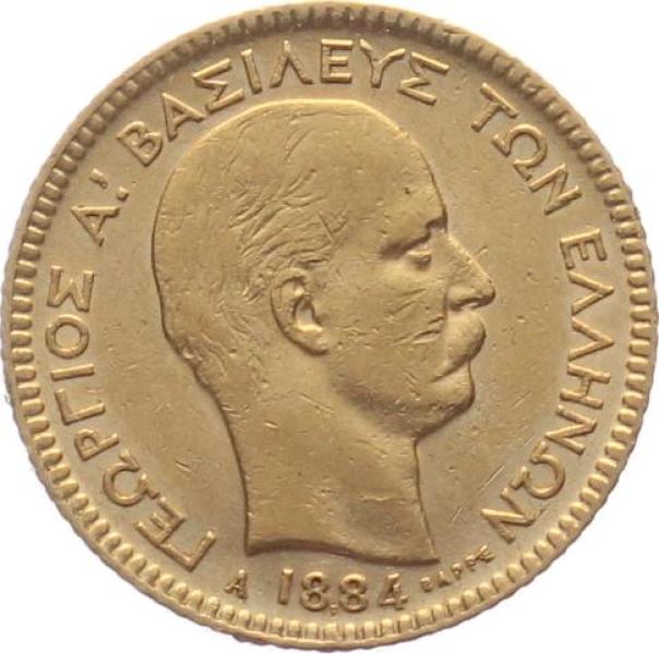 Griechenland 20 Drachmen 1884 A - Georg I. (1863 - 1922)